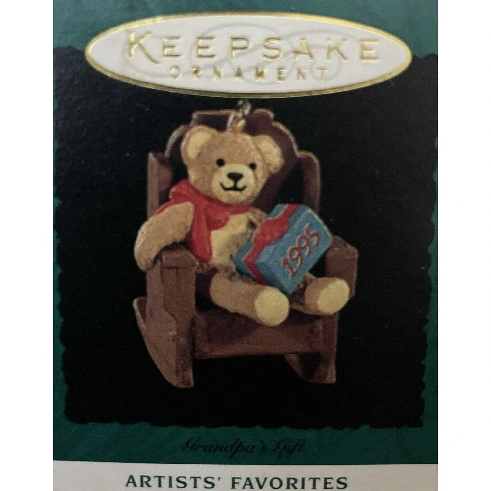 Hallmark Keepsake 1995 Grandpa's Gift Miniature Ornament Bear Die-cast Metal